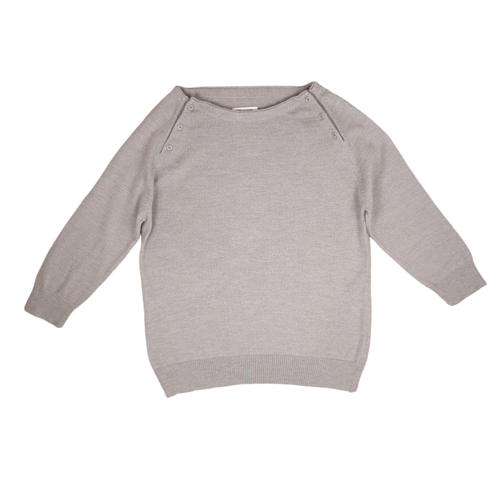 TOAST Button Shoulder Jumper UK 8 Marl Knit Grey/Beige - Picture 2 of 12